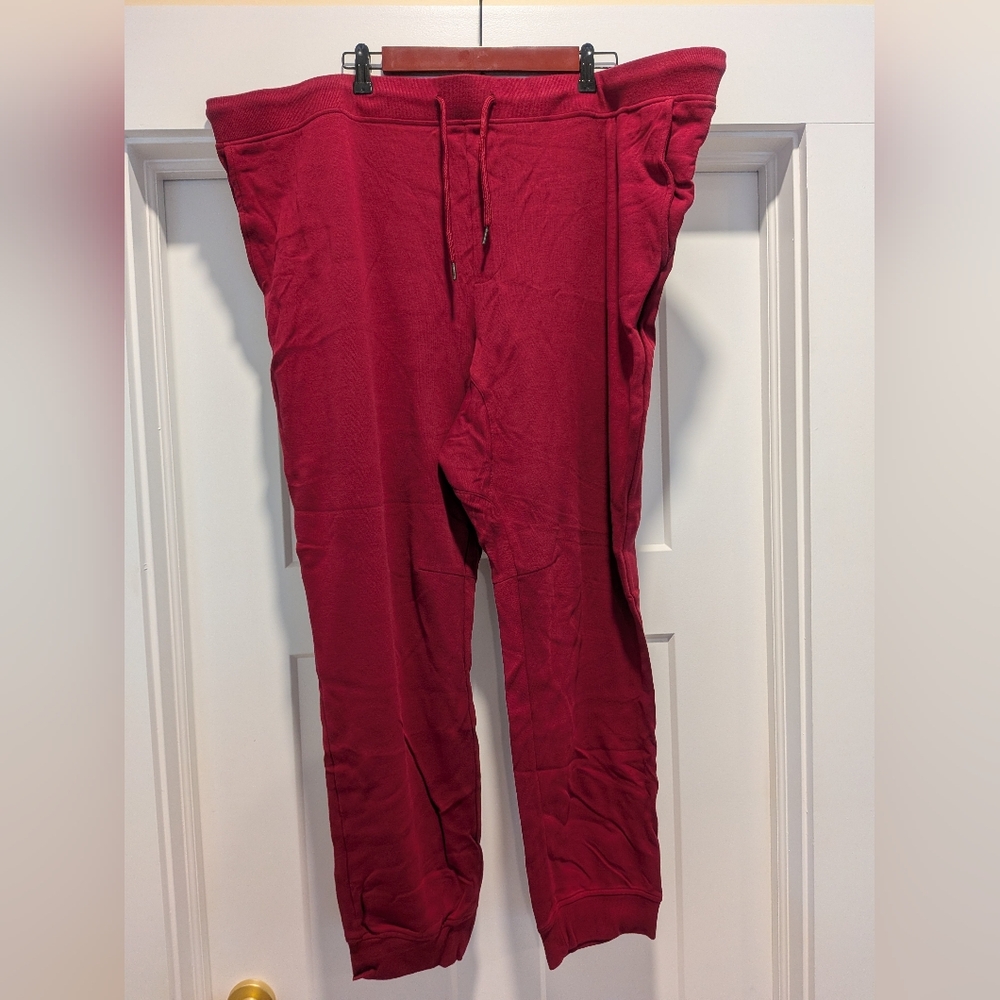 Original Use Men Burgundy Cotton Fleece Jogger Pants Drawstring Size 3XL Tall